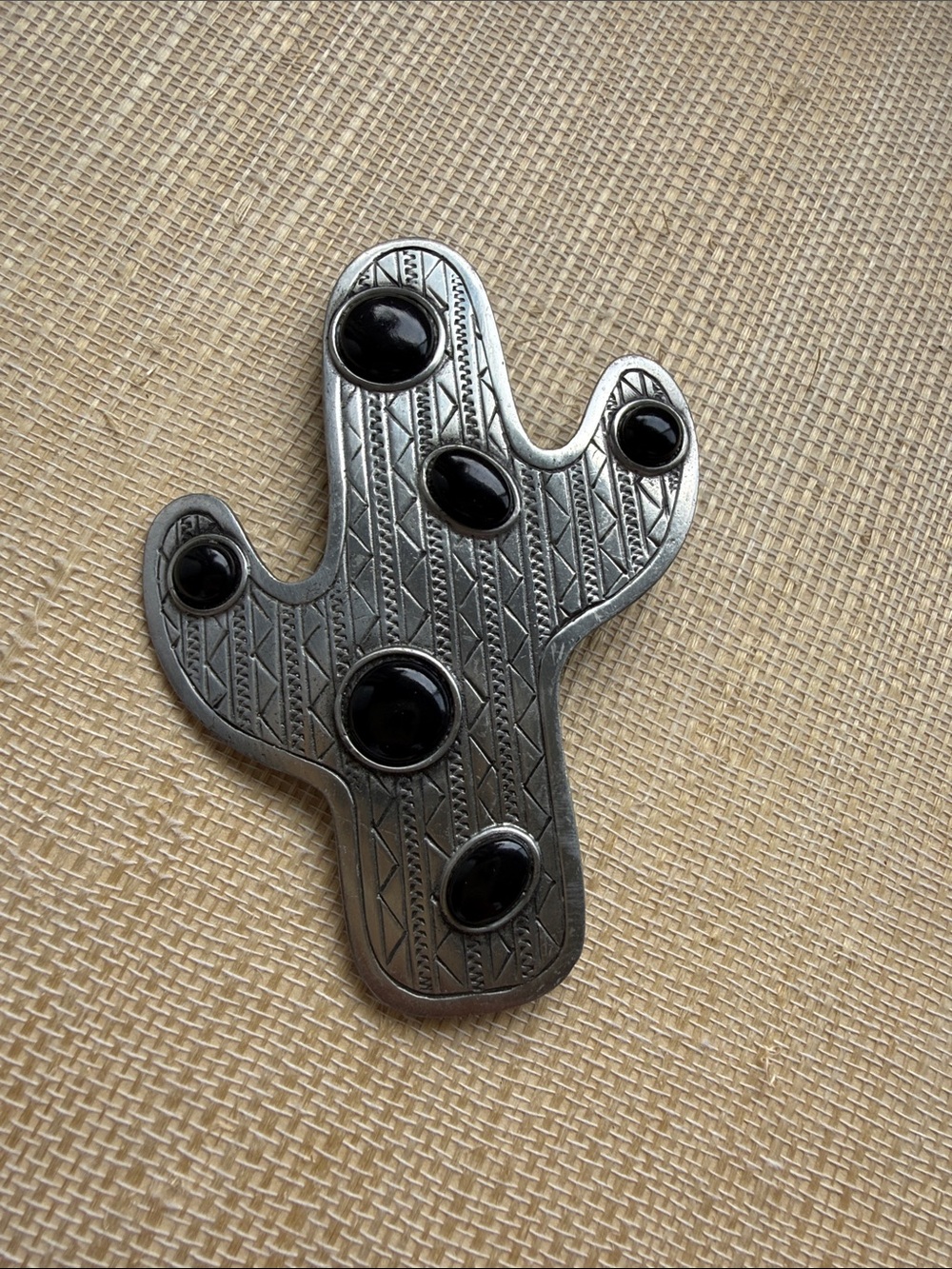 Black and Silver Cactus Brooch